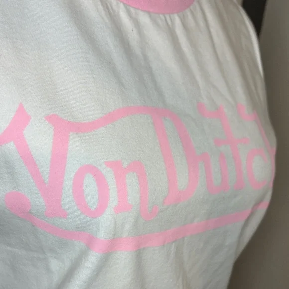Von Dutch Logo Ringer Crop T-Shirt - Picture 2 of 4